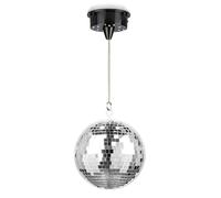 Fuzzix MB20ML Boule à Facettes 20 cm avec Moteur et LED RGBW - Moteur à Piles, Boule à suspendre, Légère, Facile à Installer, Idéale pour Soirées Ambiance Disco à la Maison