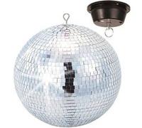 Fuzzix MB30M Boule à Facettes 30 CM avec Moteur- Disco Ball, Boule Discothèque, Moteur 230V Électrique, Sphère en PVC, Boule Décoration Miroir, Eclairage Argenté, Sphère Club