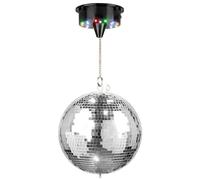 Fuzzix MB30ML Boule à Facettes 30cm avec Moteur à Piles et LED RGBW | Ambiance Disco à la Maison, Effets LED, Installation Facile et Sécurisée, Boule Légère Idéale Soirées et Animations