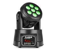 Fuzzix MHC706 Lyre LED Wash Compacte - 7 LEDs RGBW 6 Watts, Modes DMX, Mode Automatique ou Détection du Son, Fonction Maître/Esclave, Étrier de Fixation, Idéal pour Colorer vos Soirées