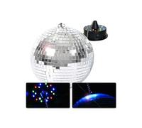 Fuzzix - Pack Boule à Facettes 30cm avec Moteur et LEDs Argent