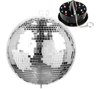 Fuzzix Pack Boule à Facettes 30cm Moteur LED RGB Disco Soirée | Ambiance Disco pour Soirées à la Maison, Effet Lumineux Festif, Installation Facile, Idéal Décoration Événements et Fêtes