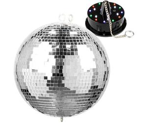 Fuzzix Pack Boule à Facettes 30cm Moteur LED RGB Disco Soirée | Ambiance Disco pour Soirées à la Maison, Effet Lumineux Festif, Installation Facile, Idéal Décoration Événements et Fêtes