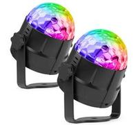 Fuzzix Tornado Pack de 2 Boules Disco Lumineuses RGB - 3 Modes de Musique, Effet Strobe, Support Ventouse Noir