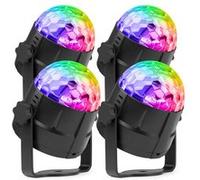 Fuzzix Tornado Pack de 4 Boules Disco Lumineuses RGB - 3 Modes de Musique, Effet Strobe, Support Ventouse Noir