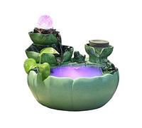 FVCHSKAUL Fontaine de Table d’intérieur, Fontaine Cascade décorative, en résine, Motif Lotus, avec Boule rotative, avec Pompe à Eau, pour Salon, Bureau, Chambre, hôtel