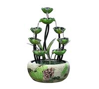 FVCHSKAUL Fontaine de Table d’intérieur, Fontaine Cascade décorative, en résine, Motif Lotus, avec Pompe à Eau, Style Zen, pour Salon, Bureau, Coin Lecture, hôtel