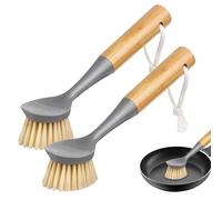 FVPKYUR Épurateurs de Cuisine pour Vaisselle, Brosse à Vaisselle, Brosse à Vaisselle de Cuisine écologique 2 pièces à Long Manche, Brosse à Bouteilles en Bois, Brosse de Nettoyage Polyvalente et
