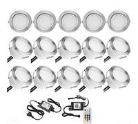 FVTLED 20x Wifi Spot Led Eclairage extérieur RGBW(RGB+Blanc Chaud) Spot Led Extérieur Encastrable Compatible avec Google Home Assistant/Alexa, Ø45mm IP67 Kit complet
