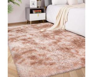 FVVRAX Tapis pour chambre à coucher et salon, tapis shaggy moelleux et pelucheux de couleur camel, teint au nœud, 140 x 200 cm, tapis d'intérieur pour enfants, décoration d'intérieur, esthétique