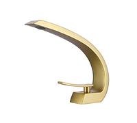FW Robinet Lavabo Robinet Salle De Bain, Moderne Design Élégant Laiton Mitigeur Lavabo Eau Chaude Et Froide Disponible, Valve En Céramique, Doré Brossé