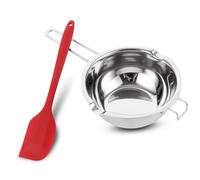 FW ol Bain-Marie 1 L en INOX 304 avec 2 Becs Verseurs pour Chocolat | Spatule en silicone incluse, diamètre 18,2 cm et poignée pour faire fondre beurre, fromage, caramel ou cire