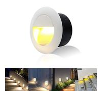 FWoche 3W Applique Encastré Murale, Lumières d'escalier rond, Blanc chaud applique avec boîte encastrée, 230V eclairage mural alu etanche escalier encastrable marchepied, Blanc, IP65