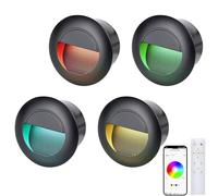 FWoche spot encastrable exterieur RGBW, Bluetooth led escalier 65mm | avec boîte encastrée, télécommande 230V eclairage mural Alu IP65 escalier encastrable, noir（Paquet de 4）