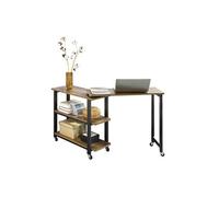 SoBuy FWT83-PF Table d'appoint Rotative, Table Console Mobile avec 2 étagères de Rangement et 6 roulettes marron G