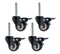 FWZJ Lot de 4 roulettes pivotantes de 5,1 cm à tige filetée en polyuréthane industriel, roue de rechange pour meubles et établi, roue de chariot, double roulement, charge 150 kg (frein M10)