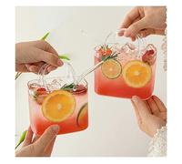 Fxiaobin Verre À Cocktail Sac à Main Avec Pailles Verres à Boire en Forme de Sac pour Cocktail Jus Thé dessert et Composition Florale,2pcs