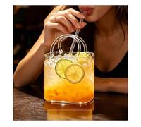 Fxiaobin Verres à Vin Uniques avec Paille Avec Pailles Coupes à Cocktail en Forme de Sac à Main pour Cocktail Jus Thé dessert et Composition Florale,1pcs