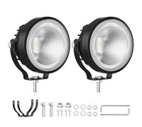 Fxlpower Phare de Travail LED 60W, 12V 24V, 4 Pouces Rond, Pack de 2 | Étanchéité IP68, Faisceau Large 70°, Lumière Blanc 6500K, Support Réglable 180°, pour Tracteur et 4x4