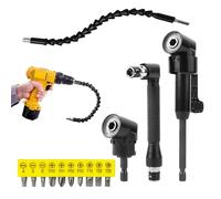 FxlStelrion 14 Pièces Renvoi d'Angle Visseuse Set, 105° Renvoi d'Angle Visseuse, TêTe de Tournevis à Rallonge Flexible, Adapté aux Besoins de PerçAge Multi-Angles