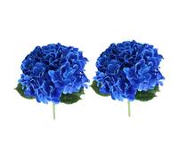 Fxzqgnh 2 Pièces Bouquet Hydrangea Fleurs Artificielles Tiges Souples Texture Réaliste Décoration Polyvalente Convient pour Salon Bureau Famille, bleu foncé