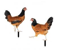 Fxzqgnh 2 Pieces Silhouette Poule Double Face Pelouse Piquet Jardin Coq Résistant à Intempéries Silhouette Coq pour Cour