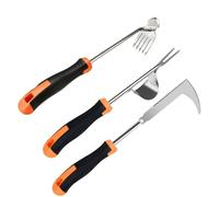 Fxzqgnh 3 Pièces Griffe à Mauvaises Herbes Acier Inoxydable Grattoir Jardin Robuste Désherbeur Manuel pour Parcelle Légumes, Ensemble De Trois Pièces Orange