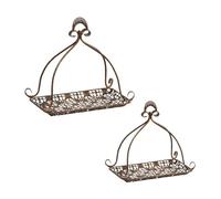 Fxzqgnh 3 Pièces Plateau Ovale En Métal Doré Multifonctionnel Corbeille Ovale Vintage Robuste Objet de Décoration pour Maison, Panier De Rangement Suspendu En Métal Ajouré Avec Poignée, Ensemble De 2