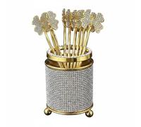 Fxzqgnh 6 Pièces Support à Cuillères Doré Décoratif Support à Bâtonnets Rond Ventilé Porte-Couverts Ajouré pour Restaurateurs, Ensemble De Cuillères Papillon À Diamants