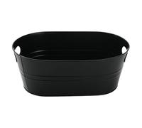 Fxzqgnh Bac à Boissons Ovale Seau Polyvalent Refroidisseur de Cocktails Panier de Rangement En Fer Galvanisé avec Poignées Approprié pour Bar Cuisine et Salon, noir
