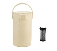 Fxzqgnh Carafe Thermique à Pompe Récipient Isotherme à Pompe Soli Pot Isotherme à pour Familles, Beige, 2.5L