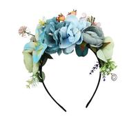 Fxzqgnh Couronne de Fleurs Bandeau Diadème Guirlande Coiffe Fleur Matériau Simulé Agréable à Porter Convient pour Cérémonie Soirée Plage Décoration Photograph, Bleu