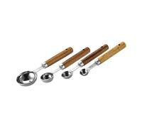 Fxzqgnh Ensemble de 4 Cuillères Doseuses de Luxe avec Manches En Bois, argent