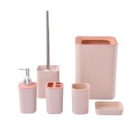 Fxzqgnh Ensemble de 6 Accessoires de Salle de Bain, Porte-brosse à Dents, Pratique et Décoratif, Moderne, pour Le Rinçage, Gobelet, Lotion, Distributeur pour, Rose