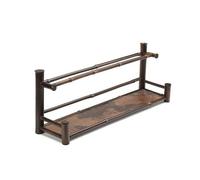 Fxzqgnh Étagère en Bambou avec Plateau Tressé Naturel Étagère à Thé Polyvalent Support pour Cuisine, Couleur D Origine, Porte-Tasses en Bambou Violet Surface en Pierre À Deux Niveaux