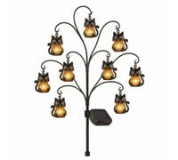 Fxzqgnh Halloween Balise Solaire Extérieure Lampe de Chemin Lanterne Décorative Éclairage de Jardin Cadre en Arbre Ramifié en Fer et Piquet Robuste Convient, Chat Noir