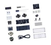 Fxzqgnh Kit D'Horloge Numérique Horloge de Bureau à Assembler Mini Station Météo Thermomètre Intégré Nécessite Une Soudure de Base Adapté pour La Décoration, avec Couverture