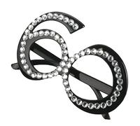 Fxzqgnh Lunettes d'anniversaire avec Vue Claire Accessoires pour Fête d'anniversaire Verres à Chiffres Anniversaires Design Pailleté Monture Plastique Légère, Noir 60