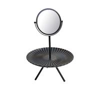 Fxzqgnh Miroir de Maquillage Miroir de Maquillage sur Table Multifonction Plateau Rond En Bois Support Rangement Organisateur Accessoires Élégant Adapté pour, noir