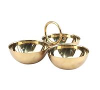 Fxzqgnh Plat Service avec Poignée Inox 304 Plat à Trois Compartiments Assiette à 3 Compartiments pour Buffet, Argenté, Poignée Ronde Avec Boule
