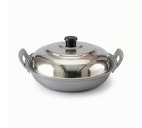 Fxzqgnh Poêle à Frire Non Revêtu Poêle En Aluminium Bord Épais Ustensile pour Cuisiniers Amateurs, 32 Cm, Modèle Amélioré, 32 Cm, 1,45 Kg, Avec Couvercle