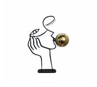 Fxzqgnh Statuette Visage Abstrait Ambiance Décorative Figurine Visage Profil Finition Dorée Statue Artistique Moderne pour Salon, Étagère, Bureau, Or