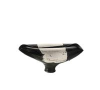 Fxzqgnh Vase Abstrait Sculptural Vase avec Piédestal Design Moderne Coupe Décorative pour Console, Table Basse, Étagère, Noir Et Argent, 27 12 11cm