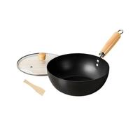 Fxzqgnh Wok En Fonte, Antiadhésif, Compatible avec Les Plaques à Induction, Sans Revêtement, Ustensiles de Cuisine, Poêle Chinoise, 24cm