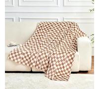FY FIBER HOUSE Couverture polaire en flanelle à carreaux douce et confortable avec imprimé quadrillage en échiquier pour lit, canapé, sofa, 127 x 152,4 cm, kaki