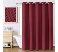 FY&XZH Rideau de douche gaufré avec crochets intégrés et dos laminé imperméable - Tissu renforcé - Style hôtel - Lavable en machine - 183 x 191 cm - Bordeaux