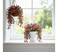 Fycooler Fleurs Artificielles à Suspendre - Glycine Artificielle - 80 cm - Lot de 2 - Résistante aux UV - pour Extérieur et Intérieur - Décoration pour Paniers Suspendus, Jardin, Cour