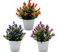 Fycooler Fleurs Artificielles de Lys Calla en Pot - 3pcs Calla Lillies Fleurs Artificielles Plantes de Verdure,Artificiel Calla Lily Décor à la Maison Mariage,Bureau,Arrangements Floraux Bricolage