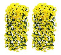Fycooler Fleurs Artificielles Faux Wisteria Vigne Guirlande Réaliste Soie Romantique Suspendu Artificielle Lierre À La Vigne 90CM pour Les Décorations De Mariage Home Garden Party Decor-Jaune