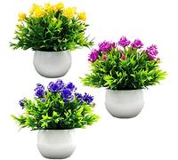 Fycooler Fleurs Artificielles Plantes Lot de 3 Petites Plantes Artificielles en Pot - Tricolore - Pour l'intérieur et l'extérieur - Décoration pour Salle de Bain, Salon, Maison, Bureau, Maison, Balcon